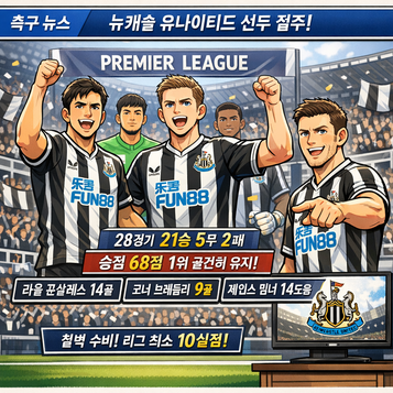뉴캐슬 유나이티드, 리그우승을 향해 질주중